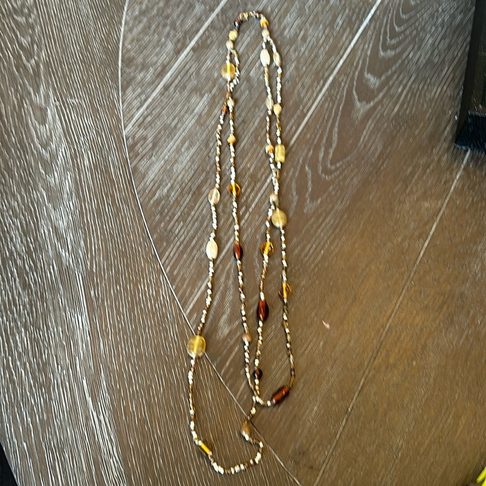 Gold, cream and brown necklace